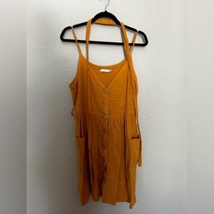 Lush Mustard Button Down Dress